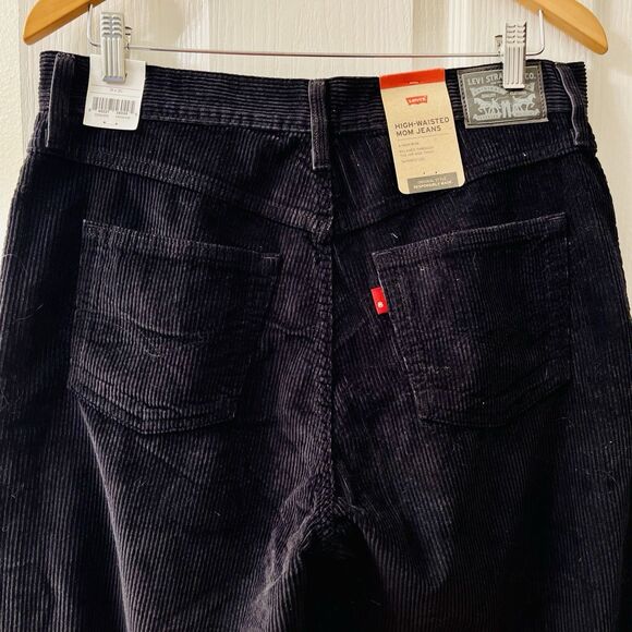 Levi's High Waisted Mom Jeans Women's 31 X 30 Corduroy Black Relaxed Tapered - Picture 4 of 13